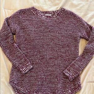 Maroon Crew Neck Sweater with Ribbed Cuffs